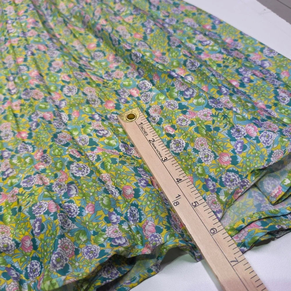 ByTiMo Plisse Pleated Halterneck‎ Maxi Dress In Green Garden Open Back  Large